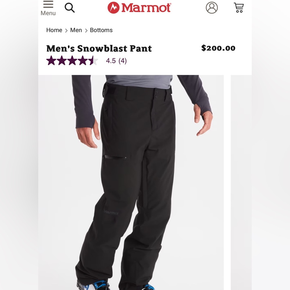 Marmot snowblast ski pants NWT